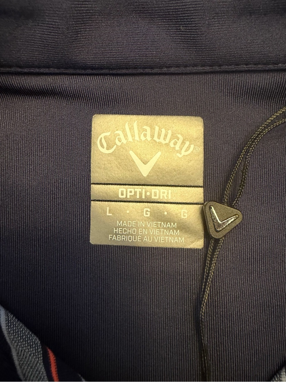 Callaway Opti-Dri Men's Large Golf Polo Navy Striped Stretch Meadowest Golf Club - Picture 4 of 14